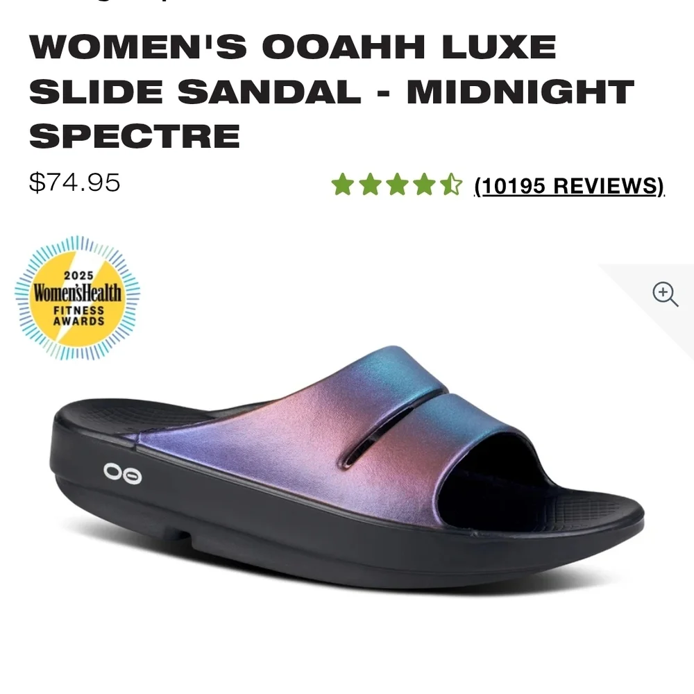 OOFOS Women's Slide Sandals - Black and Purple - Picture 2 of 14